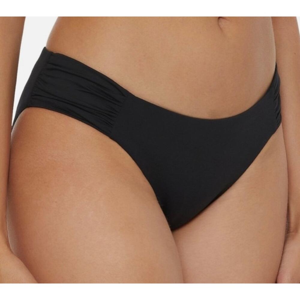 Becca Black Muse Side Ruched Hipster Bikini Bottom L NWT - Picture 2 of 7